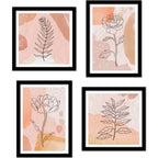 Minimalist Line Art Tree Leaf  Wall Frame Set of Four