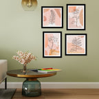 Minimalist Line Art Tree Leaf  Wall Frame Set of Four