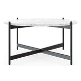 Minimalist Matte Finish Black Metal Centre Table In Criss Cross Design - Decor Smart