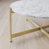 Minimalist Metal Center Table in Criss Cross Matte Finish Gold Base - Decor Smart