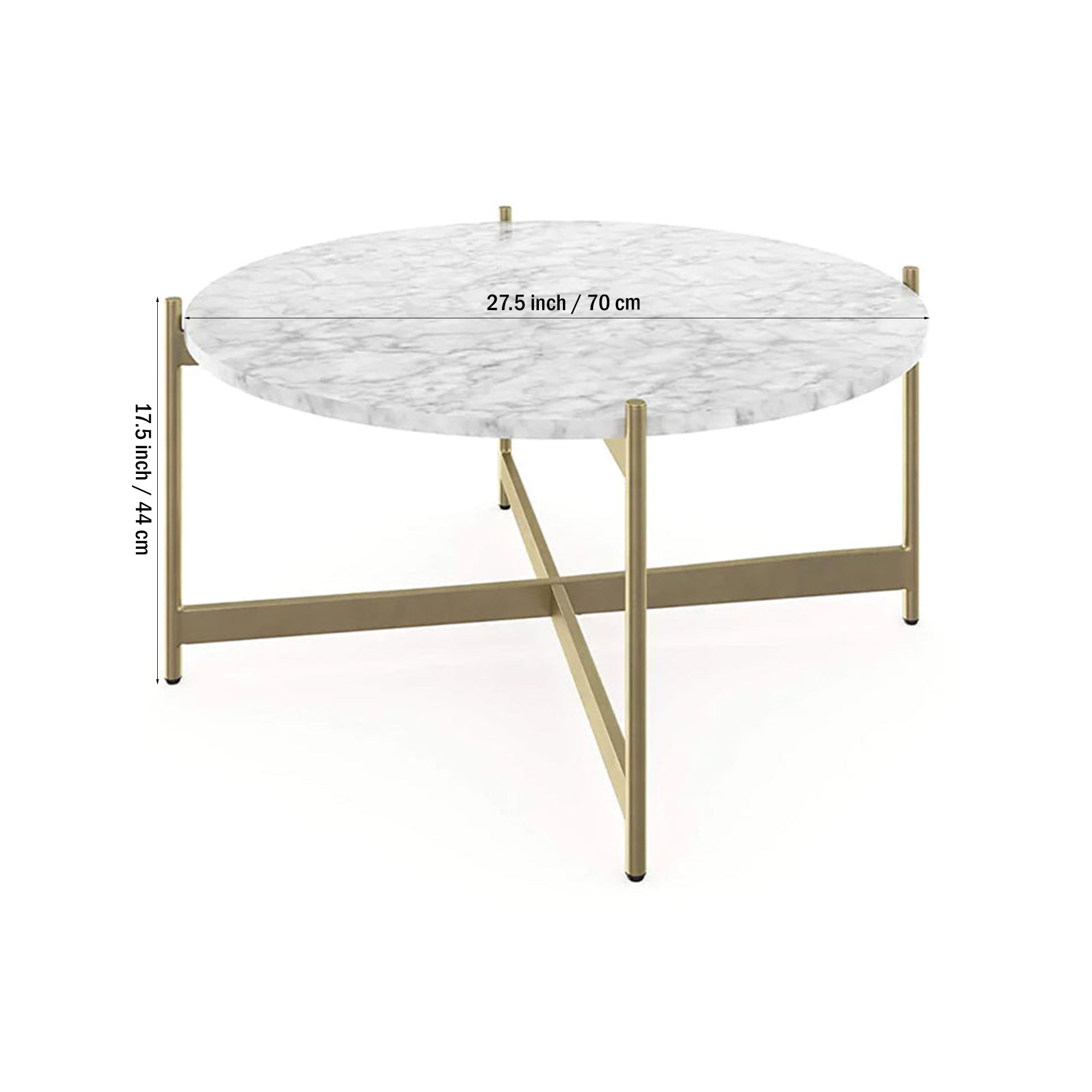 Minimalist Metal Center Table in Criss Cross Matte Finish Gold Base - Decor Smart