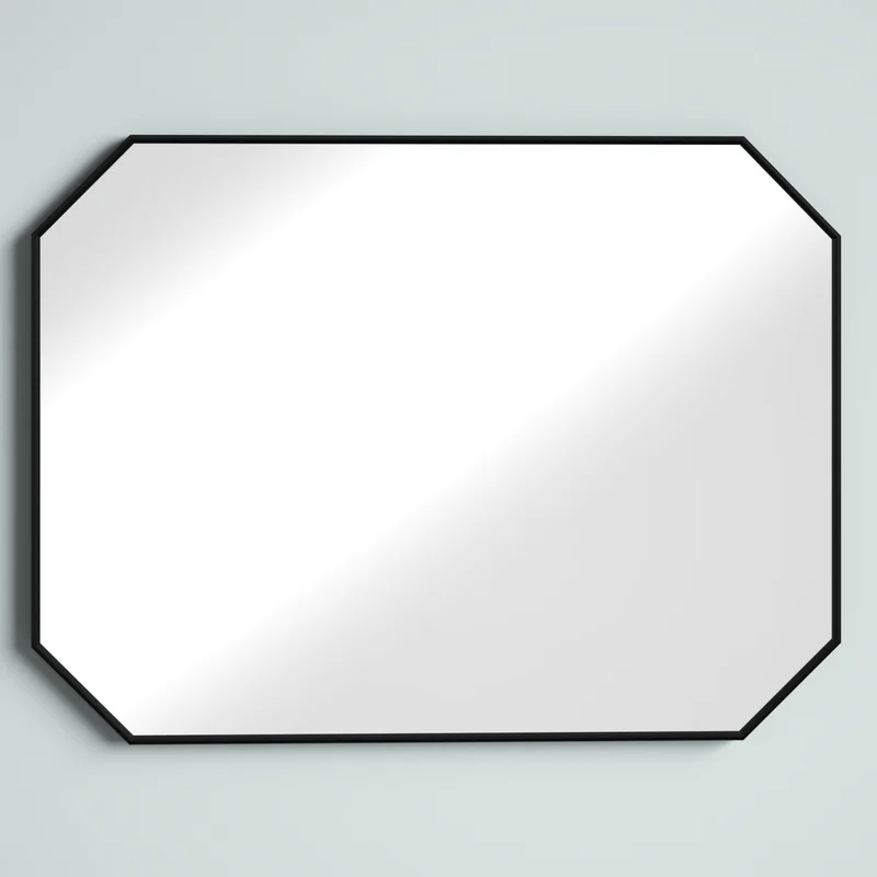 Minimalist Rectangular Designer Black Metal Finish Bathroom Mirror - Decor Smart