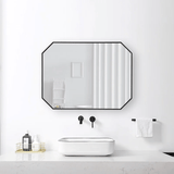 Minimalist Rectangular Designer Black Metal Finish Bathroom Mirror - Decor Smart