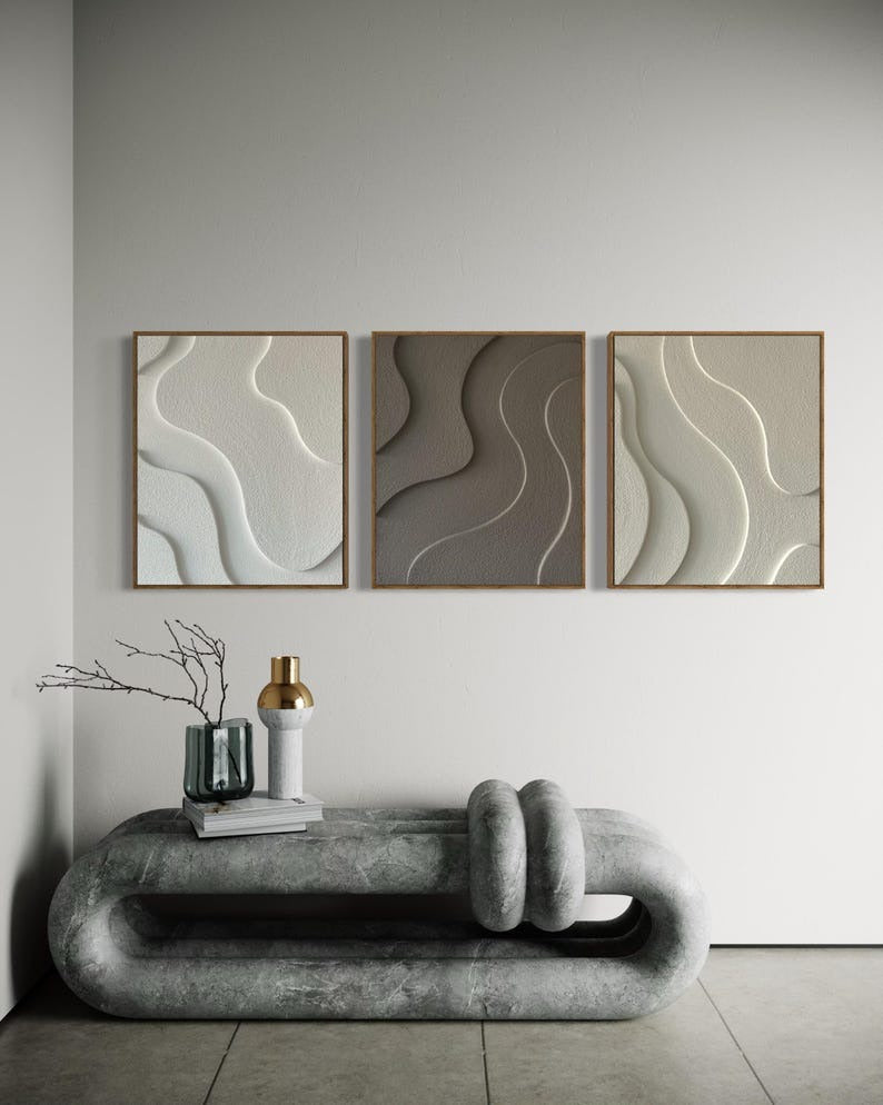 Minimalist Ripple Texture Tranquil Flow 3D Wall Art Home Decor