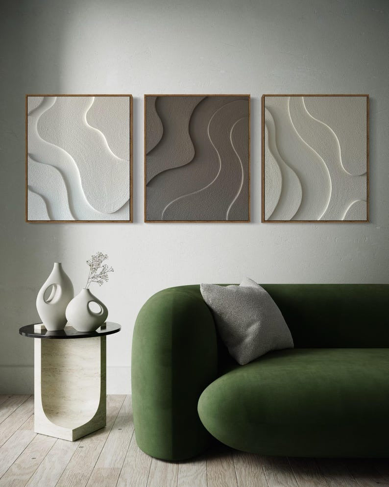 Minimalist Ripple Texture Tranquil Flow 3D Wall Art Home Decor