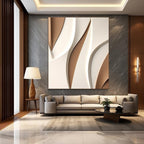 Minimalist Sculptural Wall Decor with Curved Layered Texture