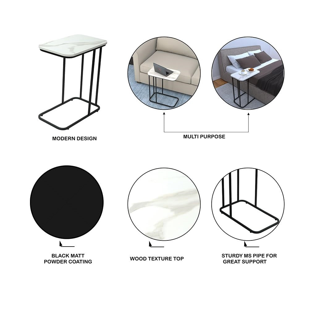 Minimalist Stylish Artistic Designer Side Table with Black Metal Finish - Decor Smart