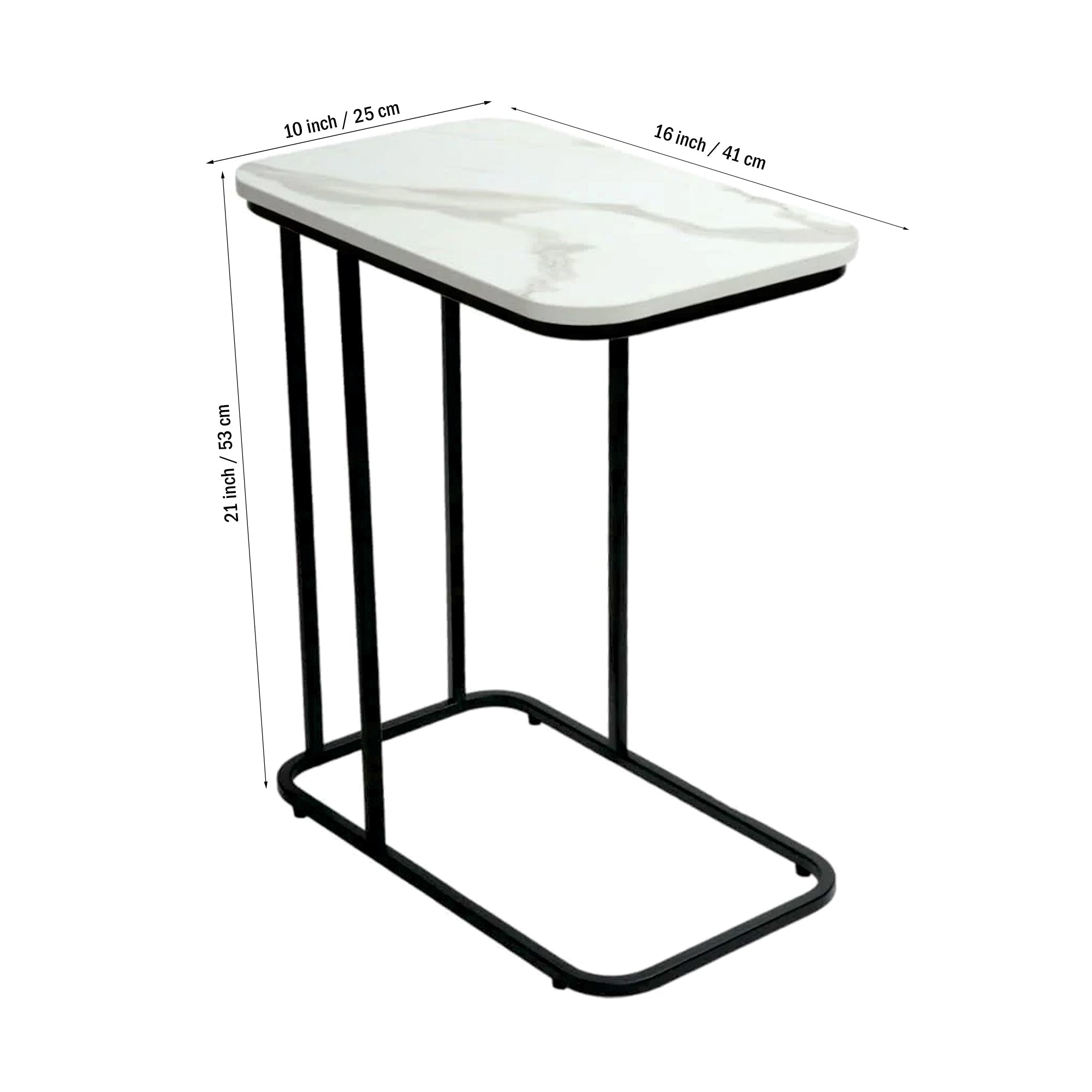 Minimalist Stylish Artistic Designer Side Table with Black Metal Finish - Decor Smart