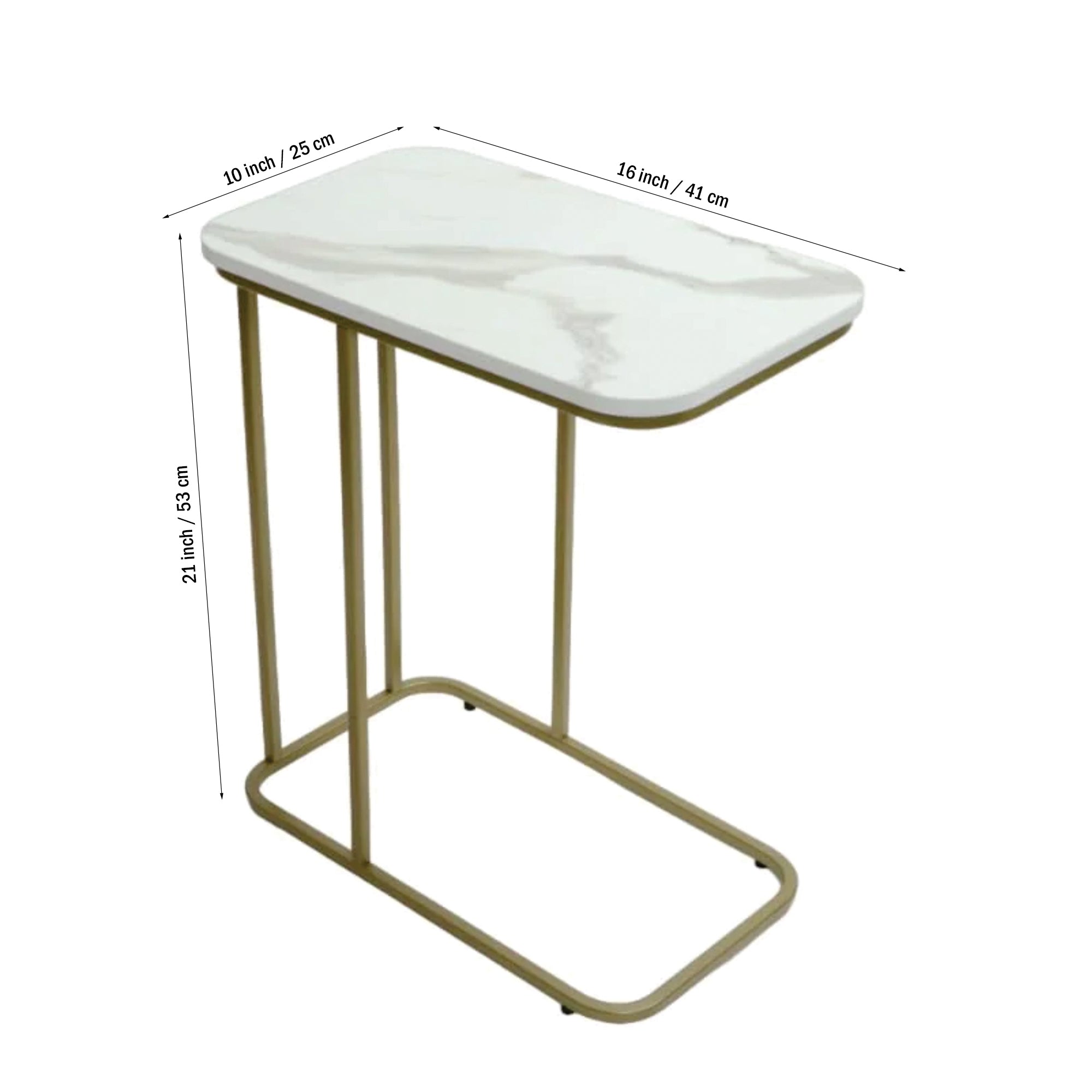Minimalist Stylish Artistic Designer Side Table with Golden Metal Finish - Decor Smart