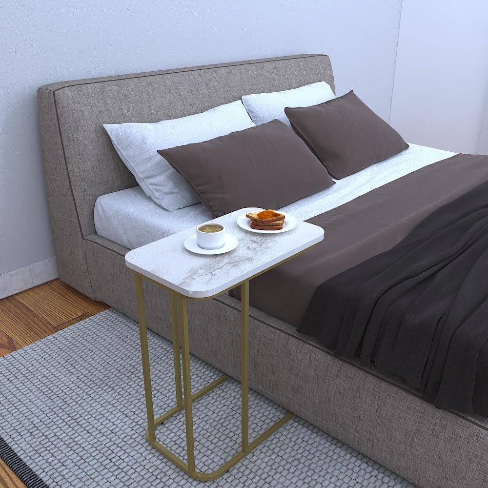 Minimalist Stylish Artistic Designer Side Table with Golden Metal Finish - Decor Smart