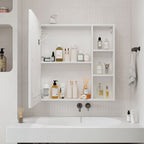 Minimalist Wall Cabinet with Backlit Mirror and Shelf Space