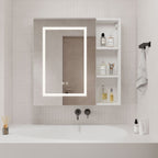 Minimalist Wall Cabinet with Backlit Mirror and Shelf Space