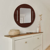 Minimalistic Brown Round Shape Wooden Wall Mirror - Decor Smart
