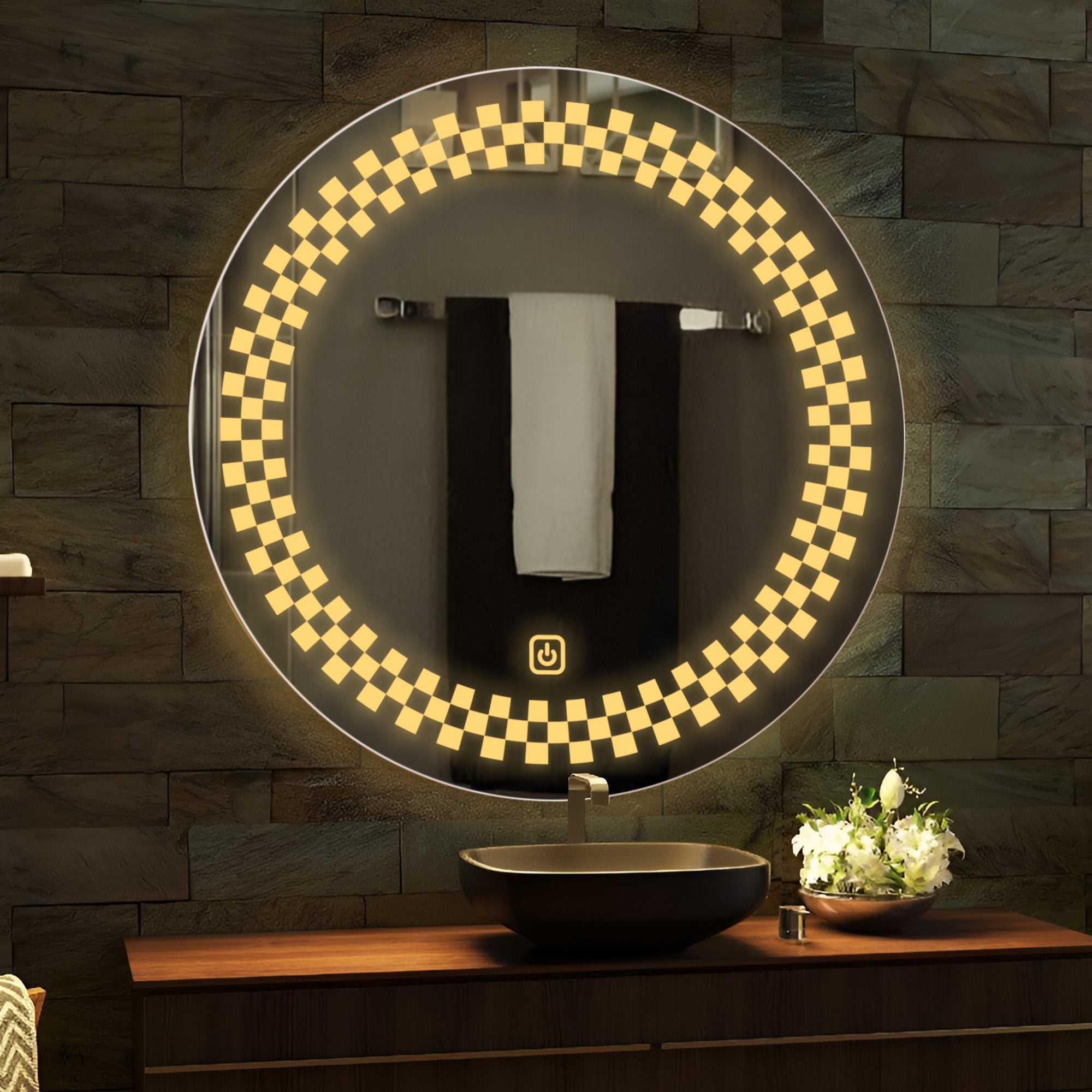 Minimalistic Designer Pattern LED Bathroom Wall Mirror - Decor Smart