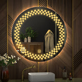 Minimalistic Designer Pattern LED Bathroom Wall Mirror - Decor Smart