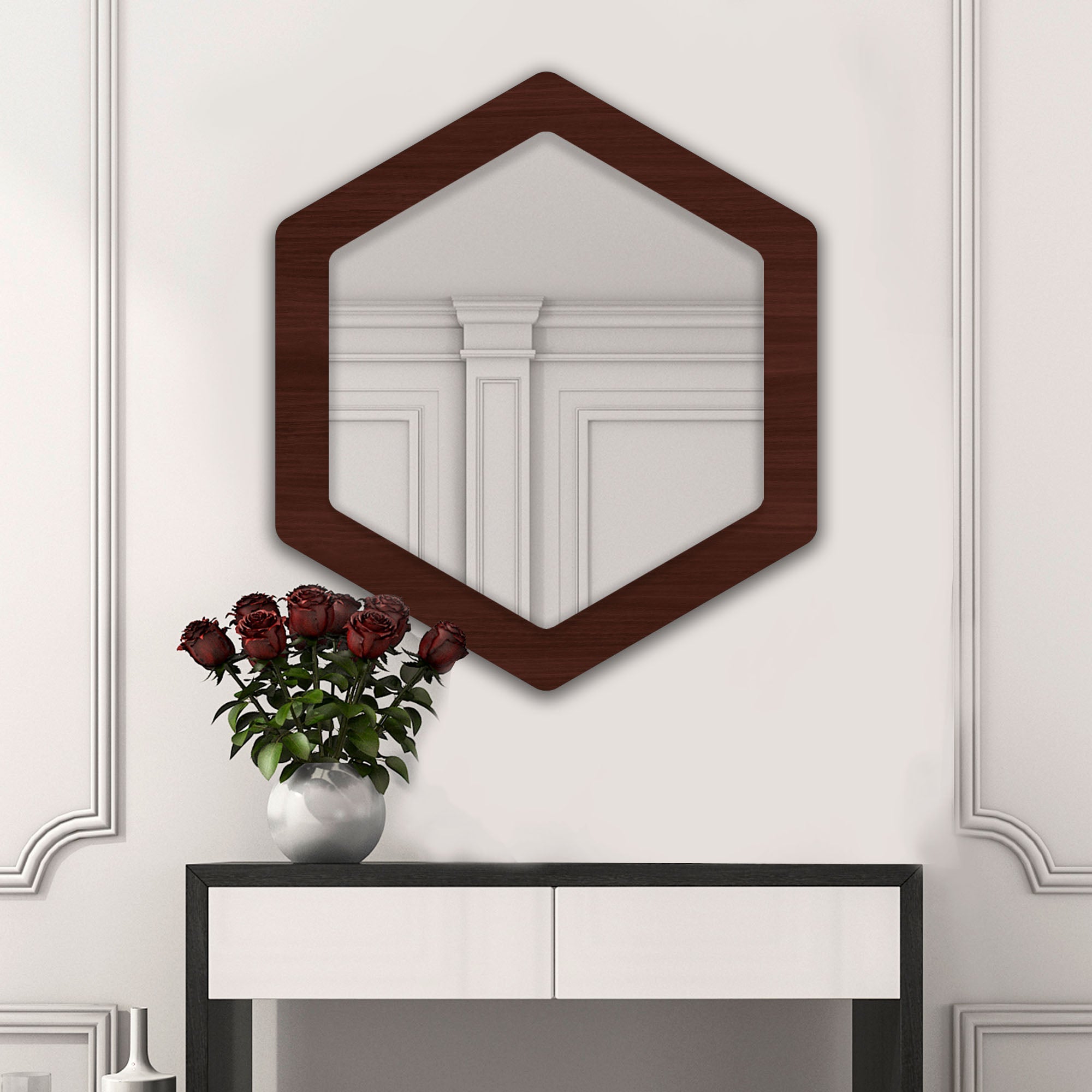Minimalistic Geometrical Shape Wooden Wall Mirror - Decor Smart