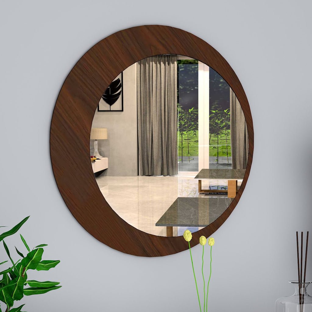 Minimalistic Round Shape Wooden Wall Mirror - Decor Smart