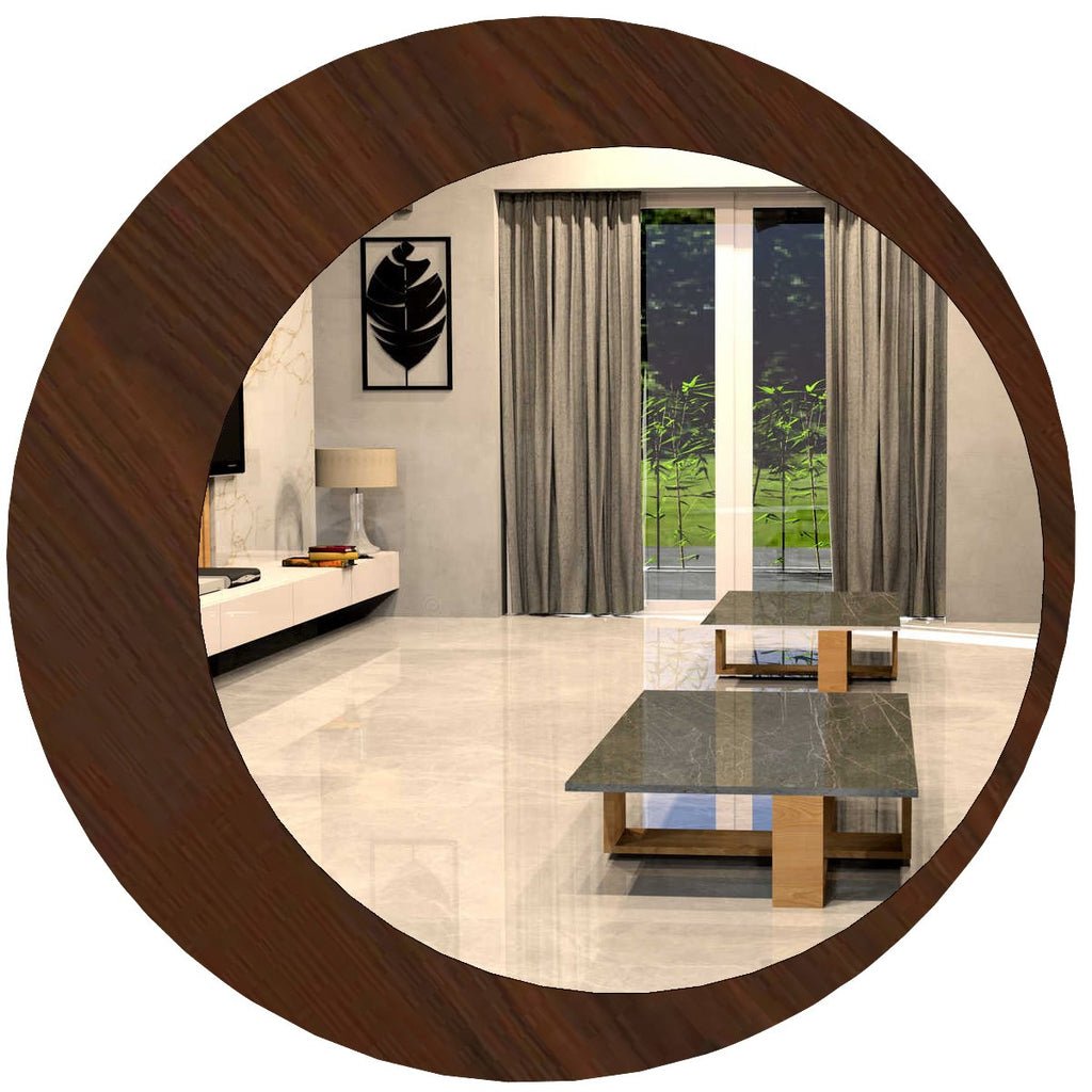 Minimalistic Round Shape Wooden Wall Mirror - Decor Smart