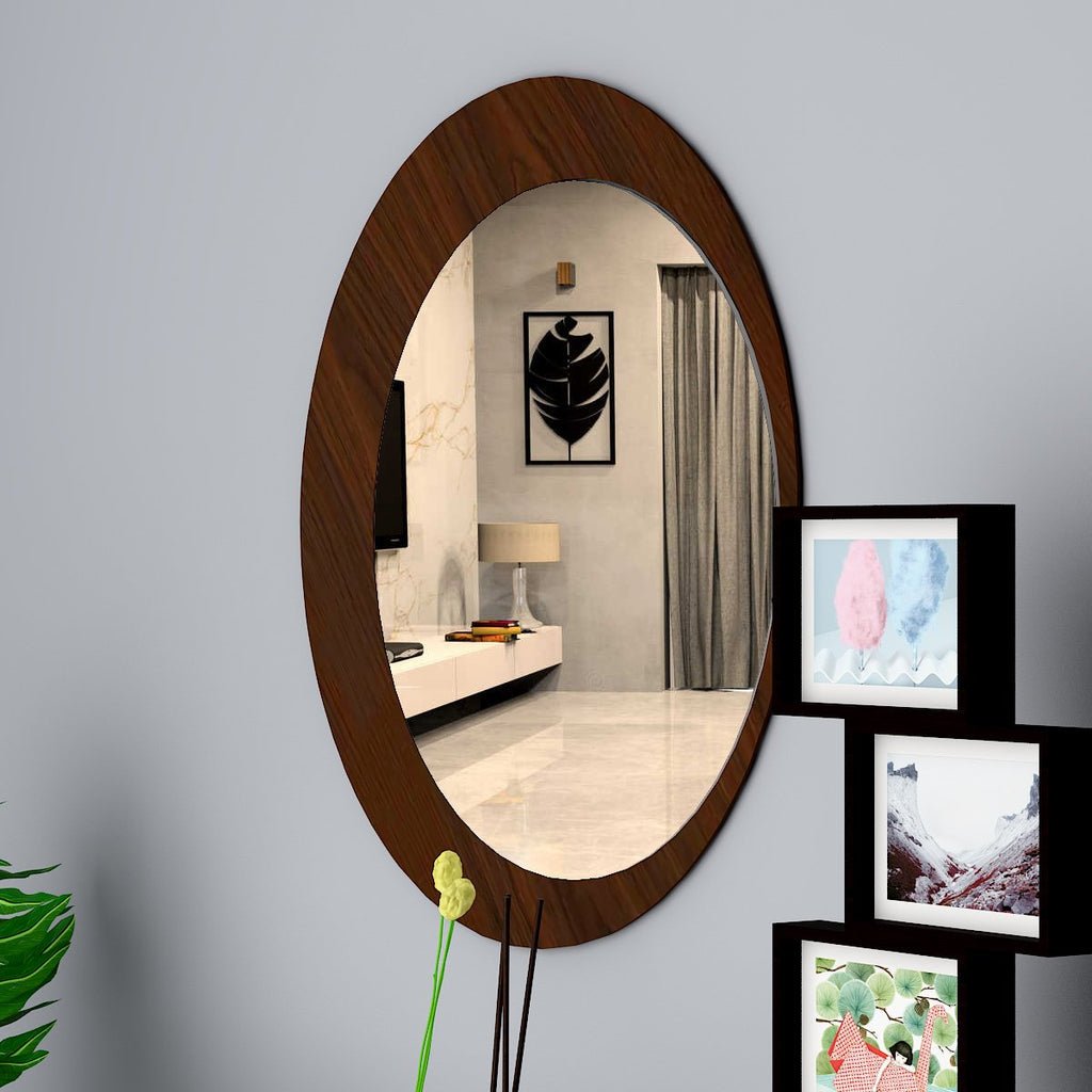 Minimalistic Round Shape Wooden Wall Mirror - Decor Smart