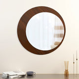 Minimalistic Round Shape Wooden Wall Mirror - Decor Smart