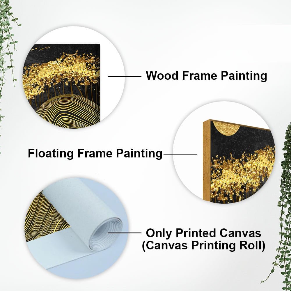 Miraculous Landscape with Golden Deer Texture Canvas Wall Painting - Decor Smart