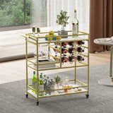 Mirvjena 3 - Tier Metal Bar Cart with Wine Rack and Glass Storage - Decor Smart