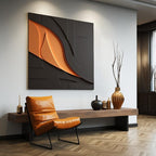 Modern 3D Wall Art Panel with Black and Orange Abstract Design