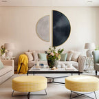 Modern 3D Wall Art Set in Black and Silver Half Circle Design