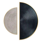Modern 3D Wall Art Set in Black and Silver Half Circle Design