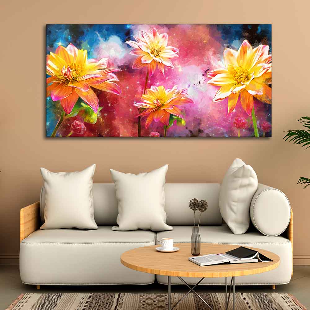 Modern Abstract Art of Flowers Canvas Wall Painting - Decor Smart