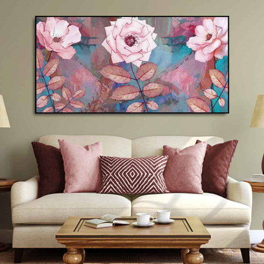 Modern Abstract Art of Pink Rose Wall Painting - Decor Smart