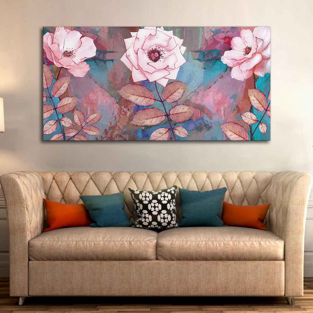 Modern Abstract Art of Pink Rose Wall Painting - Decor Smart