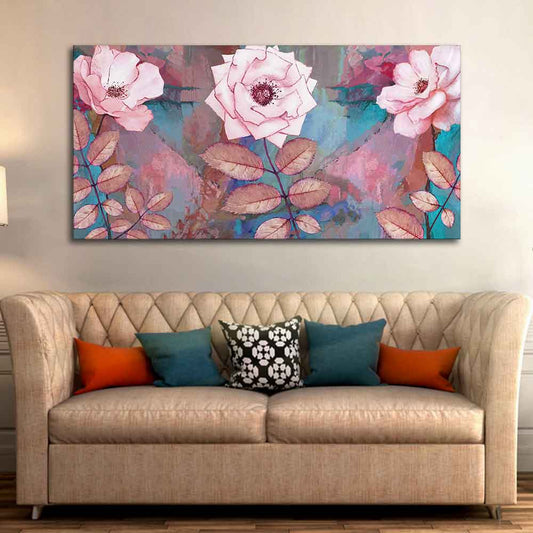 Modern Abstract Art of Pink Rose Wall Painting - Decor Smart