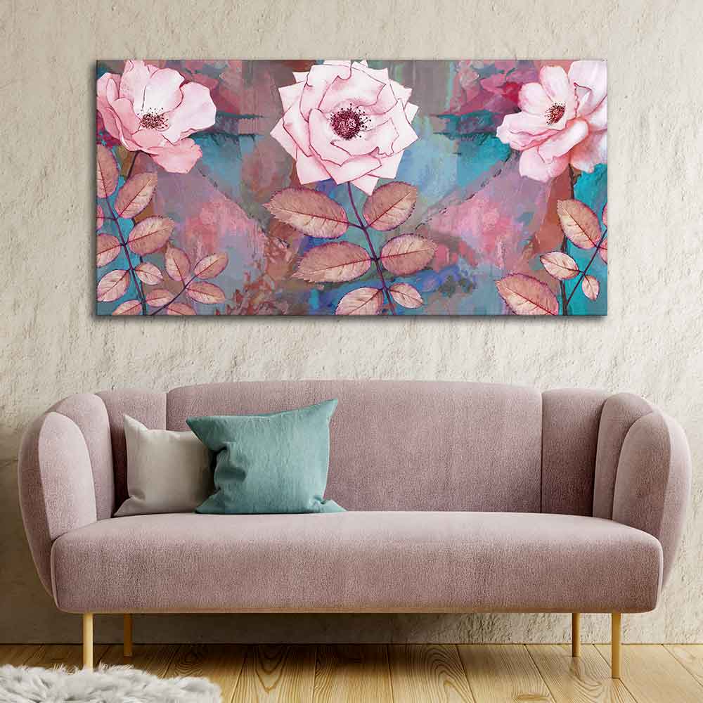 Modern Abstract Art of Pink Rose Wall Painting - Decor Smart