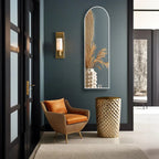 Modern Arched Wall Mirror with White Frame