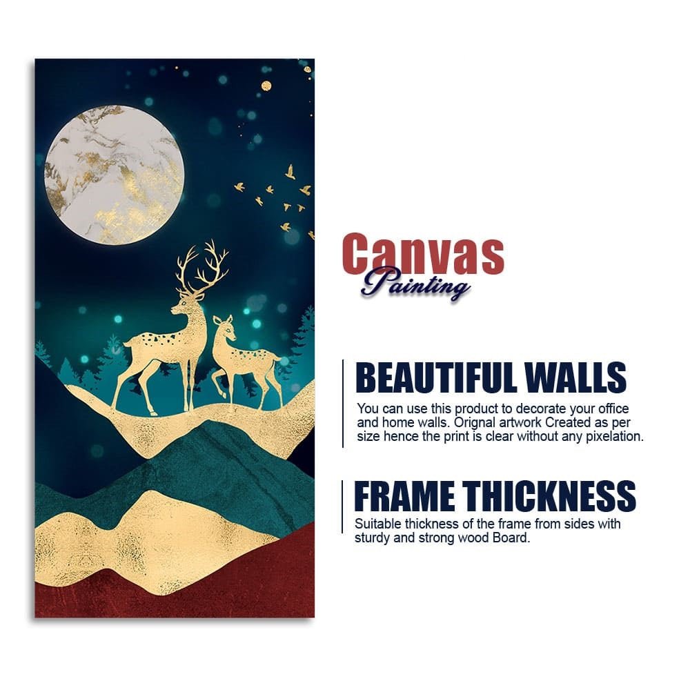 Modern Art of Mountains and Deer Premium Wall Painting - Decor Smart