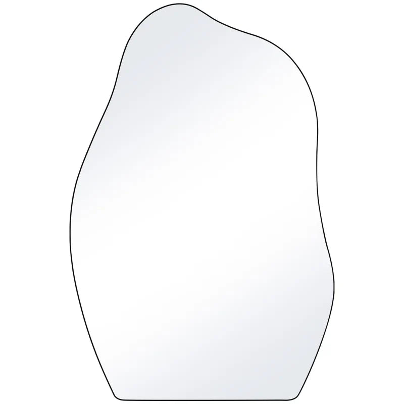 Modern Asymmetrical Wall Mirror with Black Frame for Bathroom