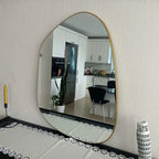 Modern Asymmetrical Wall Mirror with Gold Frame
