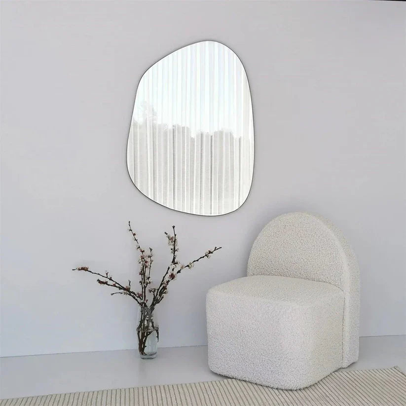 Modern Asymmetrical Wall Mirror with Gold Frame