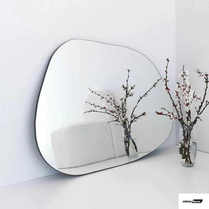 Modern Asymmetrical Wall Mirror with Gold Frame