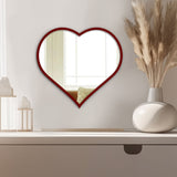 Modern Attractive Heart Shape Mirror with Red Finish Frame - Decor Smart
