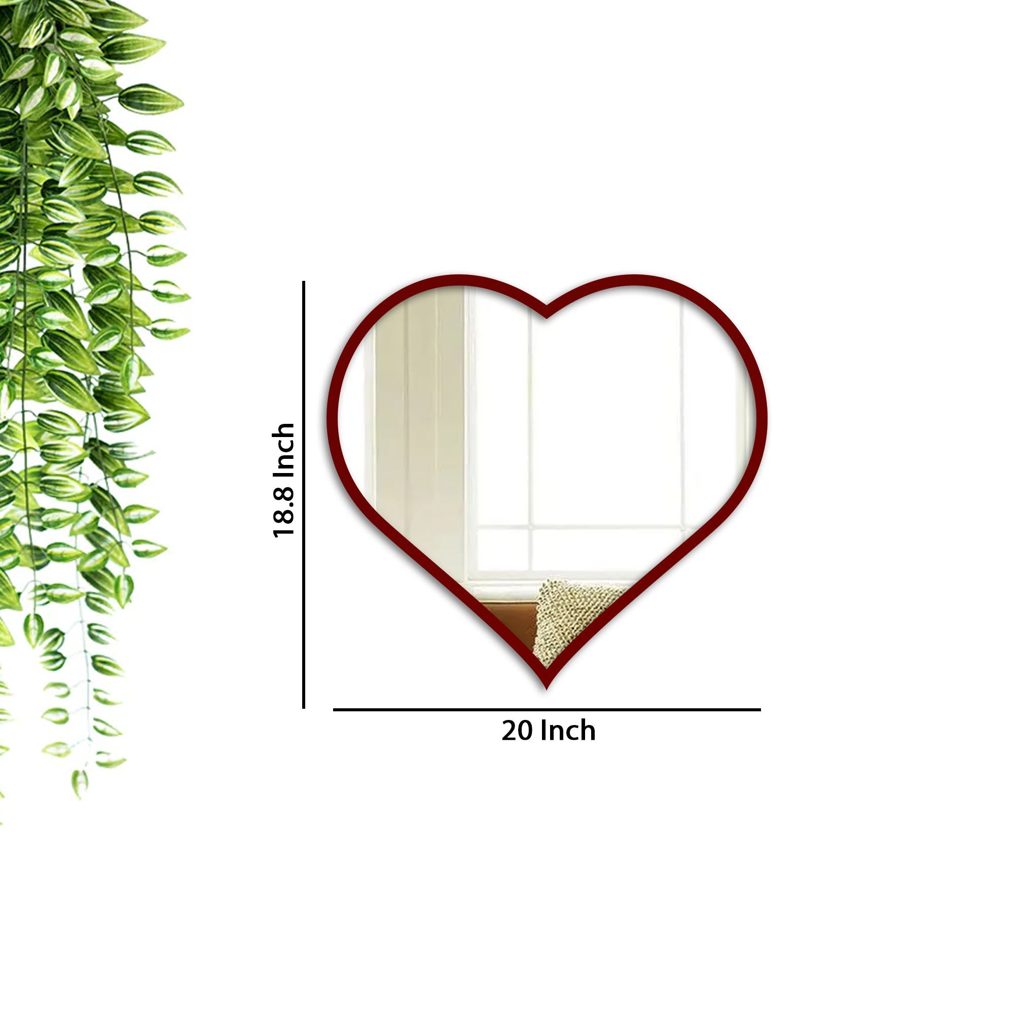 Modern Attractive Heart Shape Mirror with Red Finish Frame - Decor Smart