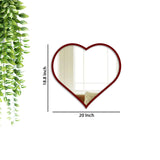 Modern Attractive Heart Shape Mirror with Red Finish Frame - Decor Smart