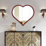 Modern Attractive Heart Shape Mirror with Red Finish Frame - Decor Smart