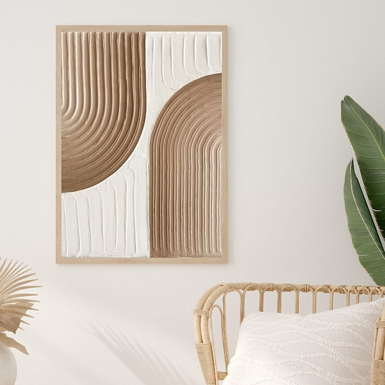 Modern Beige and White Abstract Design 3D Wall Art Home Decor