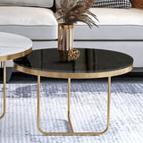Modern Black & White Round Shaped Nesting Coffee Table Set of 2 - Decor Smart