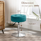 Modern Blue Adjustable Vanity Stool with Tufted Cushion