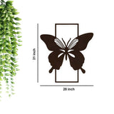 Modern Butterfly Art Backlit Wooden Wall Decor with LED Night Light Walnut Finish - Decor Smart