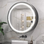 Modern Circular LED Bathroom Mirror with Hidden Cabinet