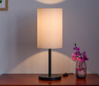 Modern Decorative Sleek Table Lamp Black Polished with Cylinder Lampshade